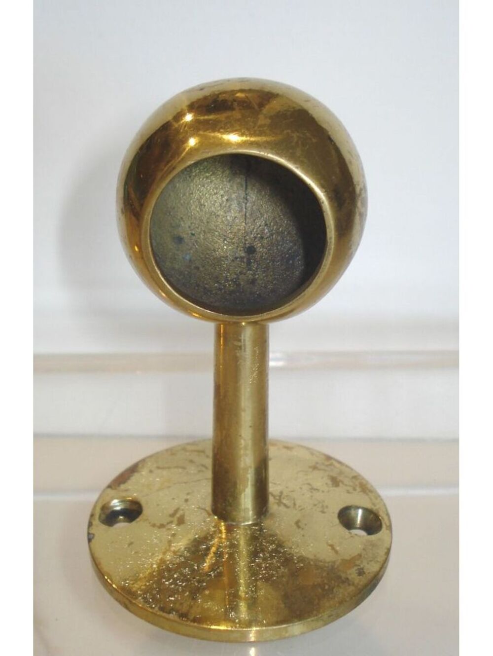 Vintage Antiqued Brass Ball End Post Curtain Rods, Pole Rod Or Rail Posts